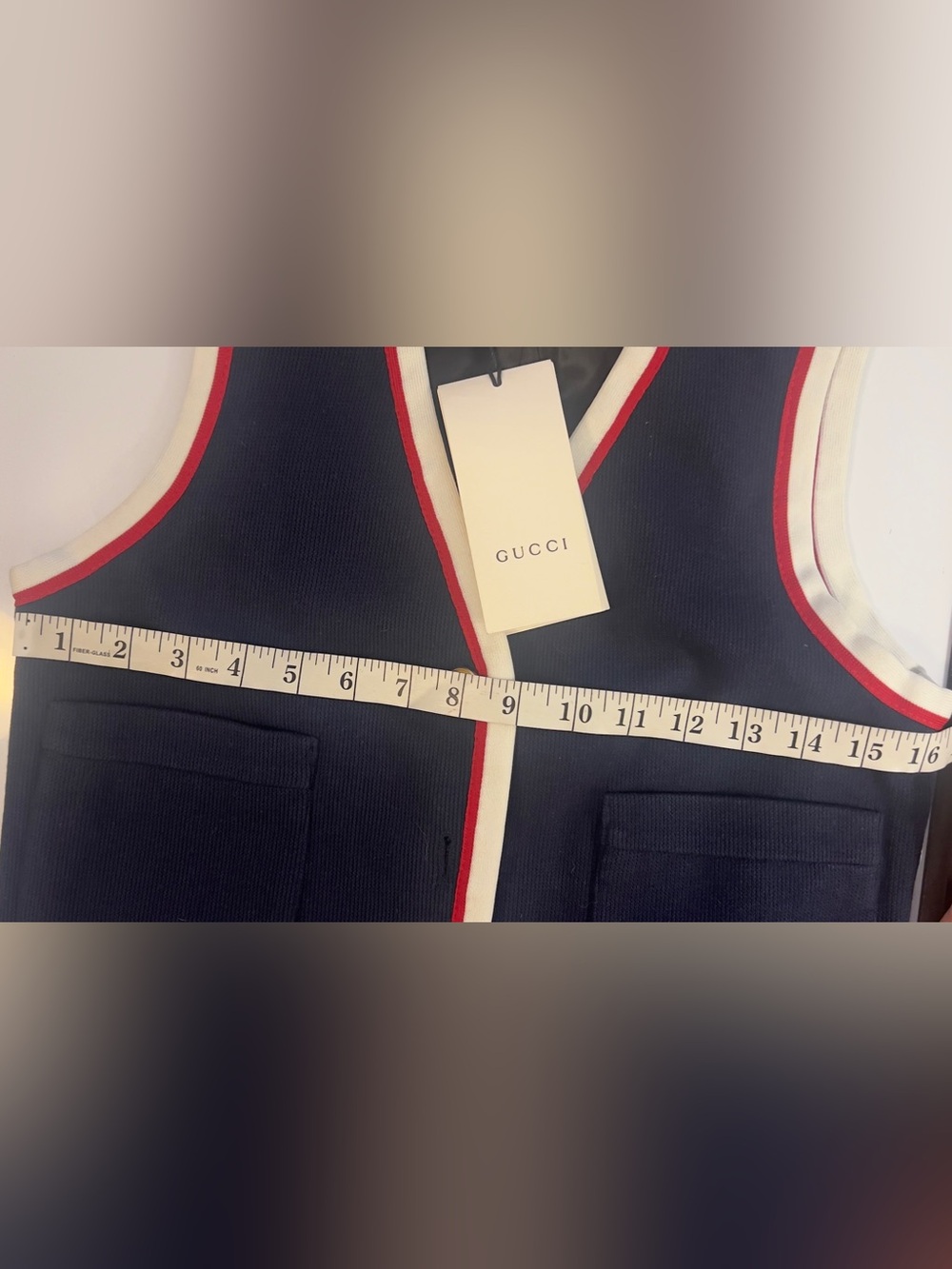Gucci Authentic Navy Vest with Red & White Trim & Gold Buttons Ladies Medium - Picture 13 of 16